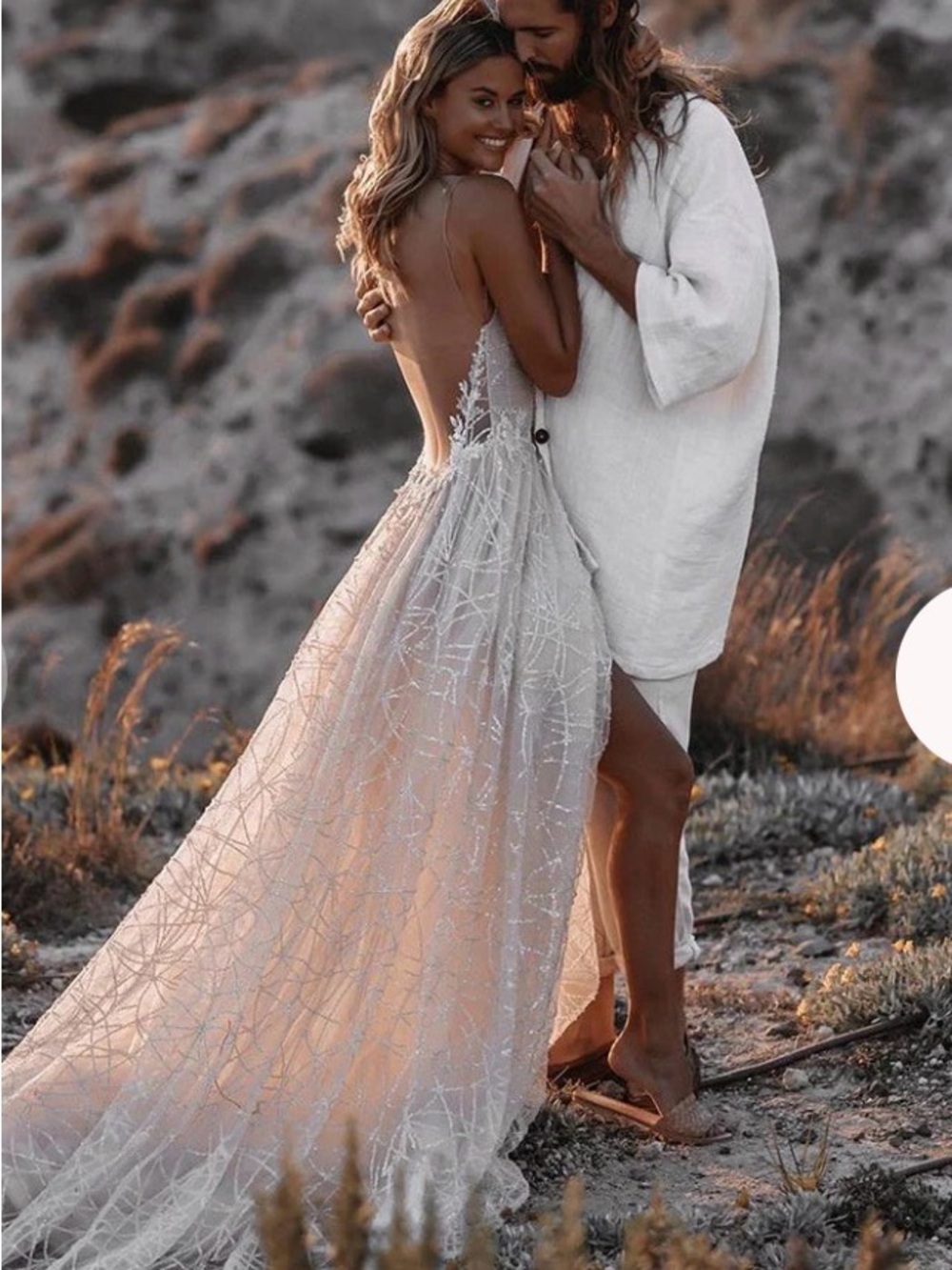 Romantic Backless Evening Gown in Light Blush